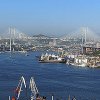 Melt water spilled from a bridge across the Golden Horn on Svetlanskaya