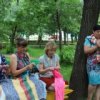 Im Stadtpark Ussuriysk ungew"ohnlich erscheinen Schmuck
