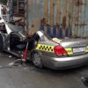 Wladiwostok auf der Strasse Lazo dlinnomer abgeflacht Auto "uberschlug cab