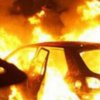 Drunken guards in the parking lot in Vladivostok burned five cars