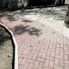 New footpaths of colored brick